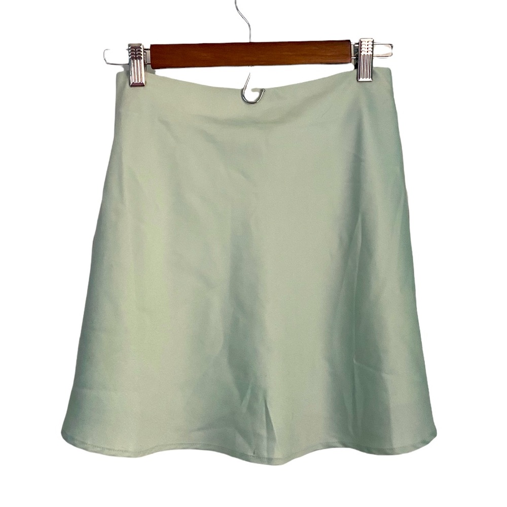 sage satin skirt
